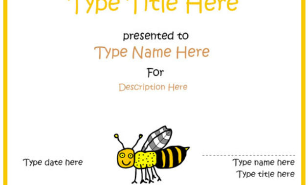 Blank Certificates Bee Award Certificate Pertaining To Quality Spelling Bee Award Certificate Template