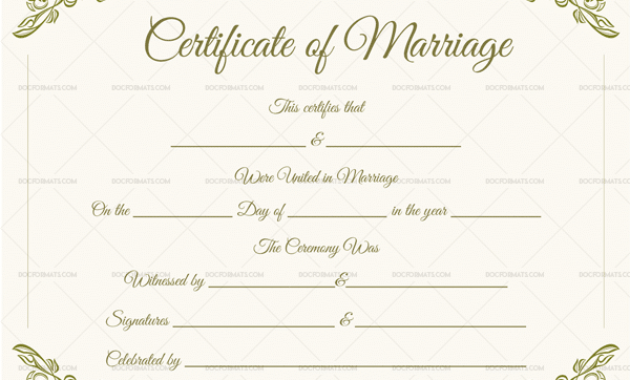 Blank Fillable Marriage Certificate Format Doc Formats Regarding Blank Marriage Certificate Template