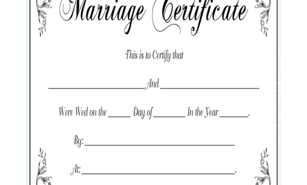 Blank Marriage Certificate Template Professional Template Inside Blank Marriage Certificate Template