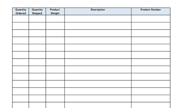 Blank Packing List Template Download In Microsoft Word Throughout Shipping Log Template