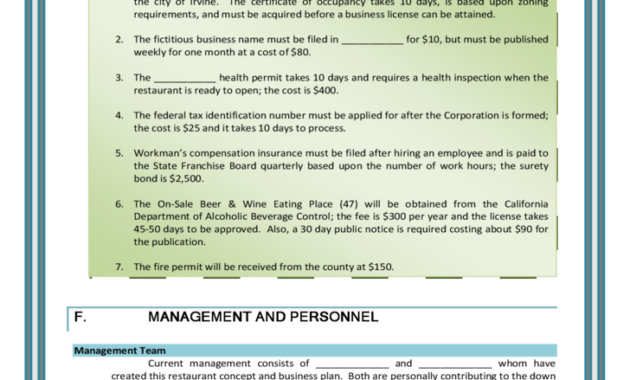 Blank Restaurant Business Plan Template Free Download Within Business Plan Title Page Template
