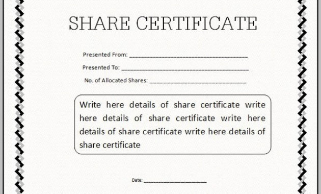 Blank Share Certificates Free Download Carlynstudio Pertaining To Printable Blank Share Certificate Template Free
