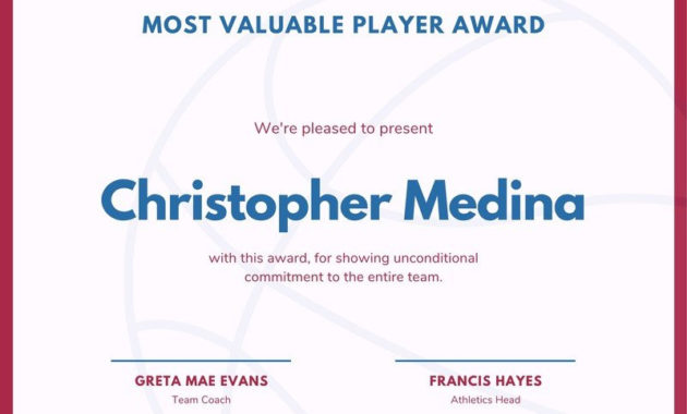 Blue And Red Basketball Sport Certificate Templatescanva In Best Mvp Certificate Template