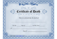 Blue Certificate Of Death Template Download Printable Pdf With Death Certificate Template