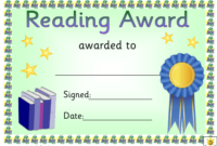 Blue Ribbon Reading Award Certificate Template Download For Amazing Reading Achievement Certificate Templates