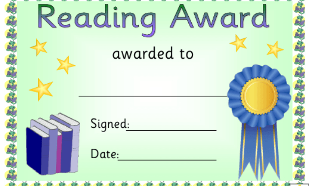 Blue Ribbon Reading Award Certificate Template Download For Amazing Reading Achievement Certificate Templates