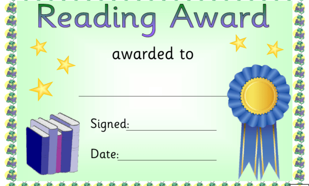 Blue Ribbon Reading Award Certificate Template Download Within Best Reader Award Certificate Templates