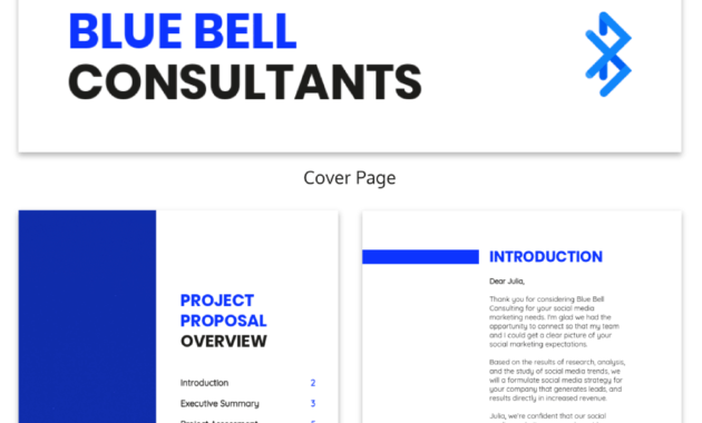 Blue Social Media Consulting Proposal Template Template Within Social Media Marketing Proposal Template