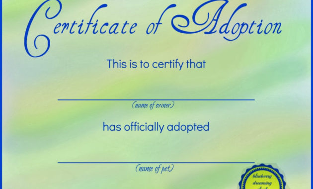Blueberry Dreaming Printable Stuffed Animal Adoption Within Printable Stuffed Animal Birth Certificate