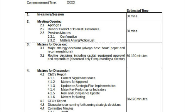 Board Meeting Agenda Template 10 Free Word Pdf In Best Agenda Template For Nonprofit Board Meeting