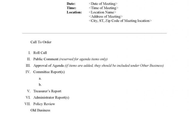 Board Meeting Agenda Template Word Pdf Format E Throughout Board Of Directors Meeting Agenda Template