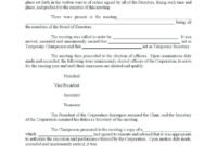 Board Of Directors Meeting Minutes Template With Printable Board Of Directors Meeting Minutes Template