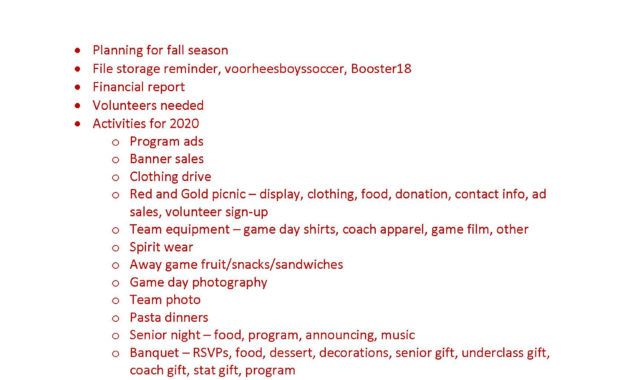 Booster Club 7/2 730 Pm Throughout Awesome Booster Club Meeting Agenda Vorlage