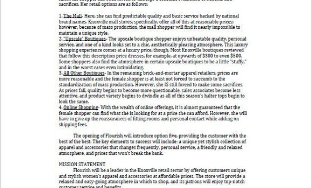 Boutique Business Plan Template 22 Free Pdf Word Throughout Retail Business Proposal Template