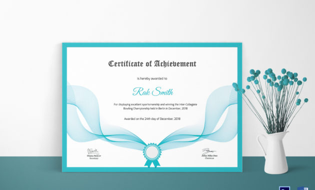 Bowling Achievement Certificate Design Template In Psd Word With Regard To Awesome Bowling Certificate Template