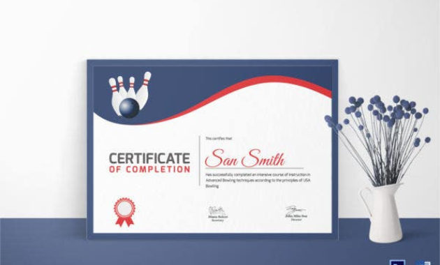 Bowling Certificate 5 Word Psd Format Download Free Regarding Bowling Certificate Template