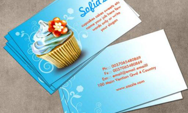 Business Card Templates Studio Beautiful Blue Cupcake Regarding Cupcake Certificate Template Free 7 Sweet Designs