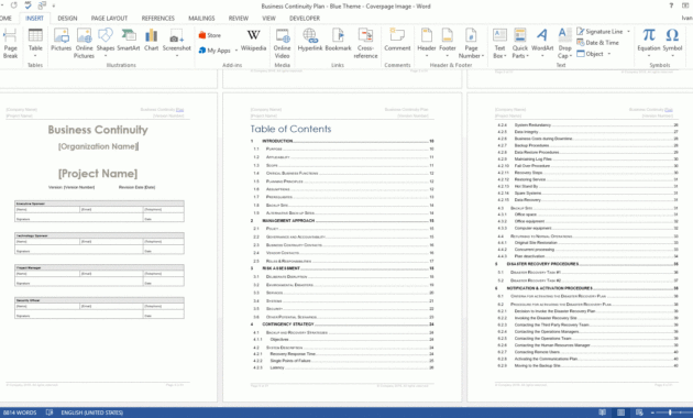 Business Continuity Plan Template Ms Word/Excel With Regard To Business Continuity Plan Risk Assessment Template