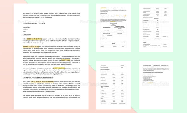 Business Investment Proposal Template In Word Apple Pages Regarding Investment Proposal Template