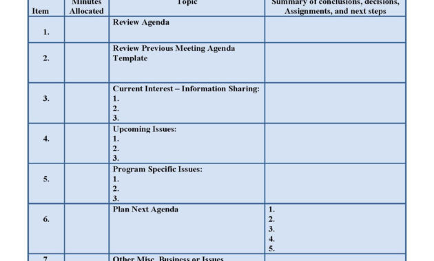 Business Meeting Agenda Template 1 Pdf Format E With Regard To Meeting Agenda Template Doc