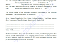 Ca Certificate For Shareholding Pattern Of A Company Format With Awesome Shareholding Certificate Template