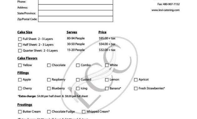 Cake Order Forms Templates Sampletemplatess In Cake Business Plan Template