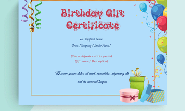Candy Birthday Gift Certificate Template Gift Certificates With Amazing Birthday Gift Certificate