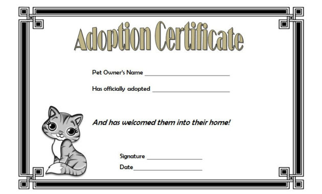Cat Adoption Certificate Templates Free 9 Update Designs For Free Dog Adoption Certificate Template