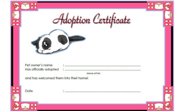 Cat Adoption Certificate Templates Free 9 Update Designs Inside Unicorn Adoption Certificate Free Printable 7 Ideas