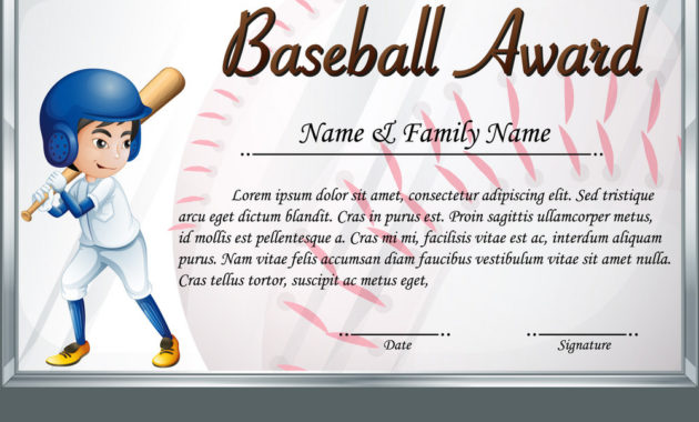 Cerificate Templates Prize Certificate Template Inside Baseball Award Certificate Template