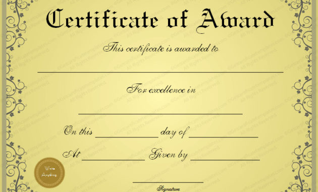 Certificate Award Template Certificates Templates Free In Printable Blank Award Certificate Templates Word