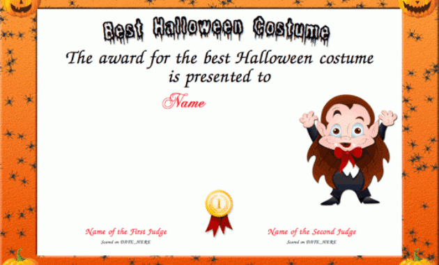 Certificate Creator Certificate Maker Certificate Throughout Halloween Costume Certificate Template