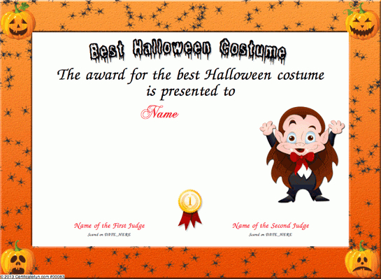 Certificate Creator Certificate Maker Certificate Throughout Halloween Costume Certificate Template