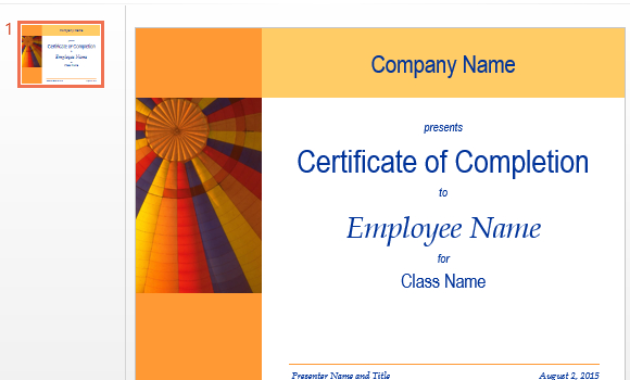 Certificate For Training Completion Template For Powerpoint For Printable Training Completion Certificate Template 10 Ideas