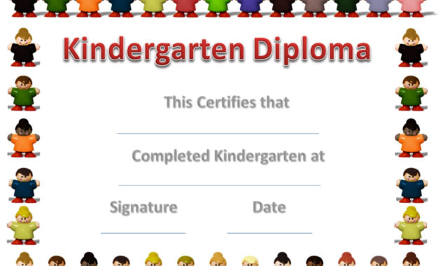 Certificate Kindergarten Certificates Templates Free With Regard To Kindergarten Diploma Certificate Templates 10 Designs Free