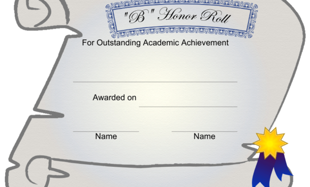 Certificate Of Academic Achievement Template B Honor For Printable Academic Achievement Certificate Template