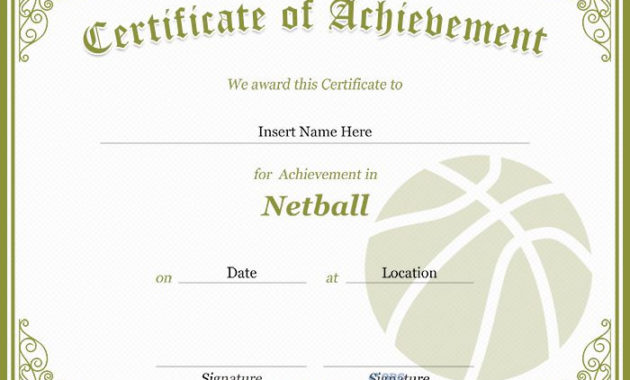 Certificate Of Achievement In Netball Sample In Silver Within Amazing Netball Certificate
