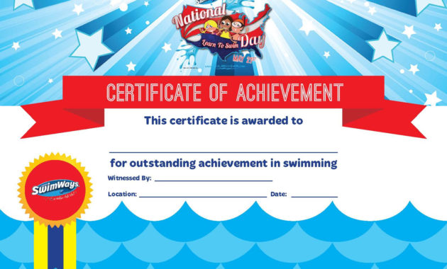 Certificate Of Achievement In Swimming Pdf Format E Within Free Swimming Certificate Templates