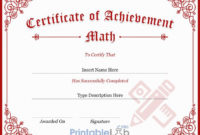Certificate Of Achievement Math Template In Your Pink With Regard To Free Math Achievement Certificate Printable