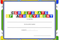 Certificate Of Achievement Preschool Printable Certificate In Amazing Certificate Of Achievement Template For Kids