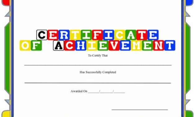 Certificate Of Achievement Preschool Printable Certificate In Amazing Certificate Of Achievement Template For Kids