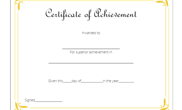 Certificate Of Achievement Template Word Free 10 Awards With Regard To Printable Blank Award Certificate Templates Word