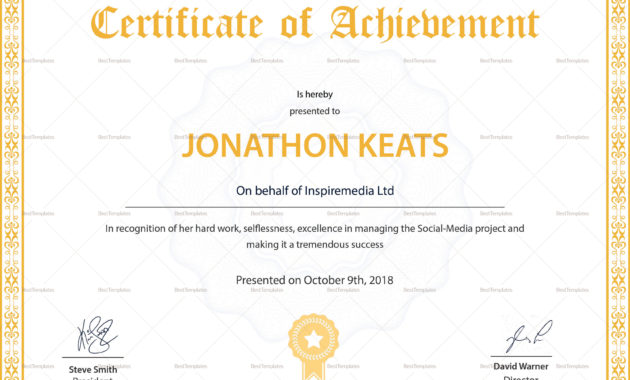 Certificate Of Achievement Template Word Matah Within Word Template Certificate Of Achievement