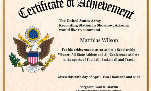 Certificate Of Achievement Wording Planner Template Free Intended For Army Certificate Of Completion Template