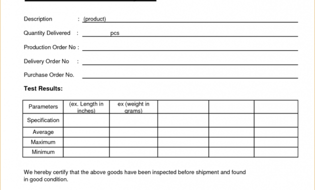 Certificate Of Analysis Format Template Business Format Pertaining To Certificate Of Analysis Template