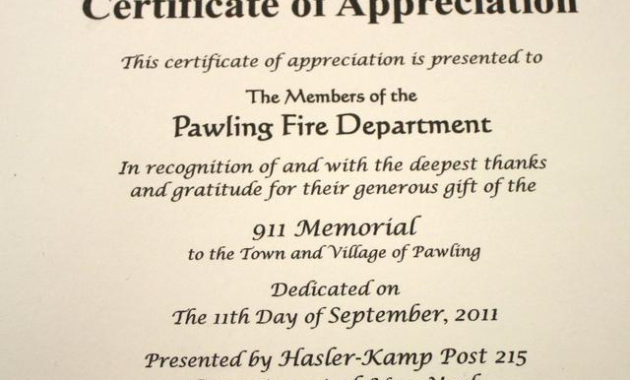 Certificate Of Appreciation Quotes Quotesgram With Regard To Quality Firefighter Certificate Template