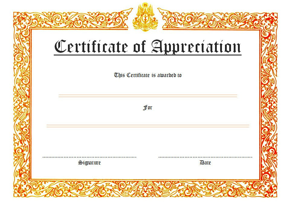 Certificate Of Appreciation Template Word 10 Best Ideas In Free Template For Certificate Of Recognition