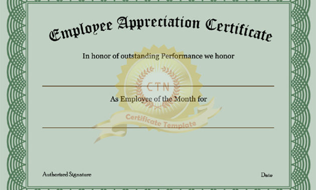 Certificate Of Appreciation Templates Sampleprintable With Regard To Free Free Employee Appreciation Certificate Template