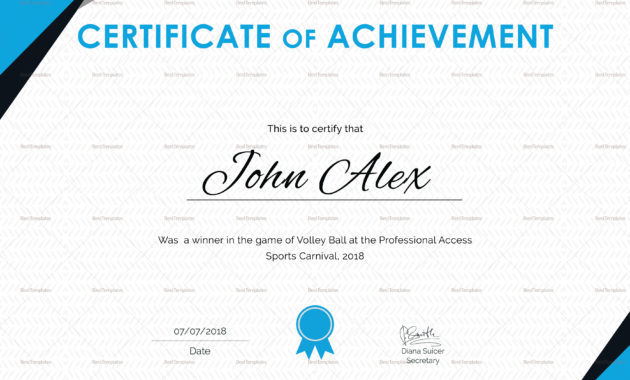 Certificate Of Athletic Achievement Design Template In Psd Throughout Awesome Athletic Certificate Template