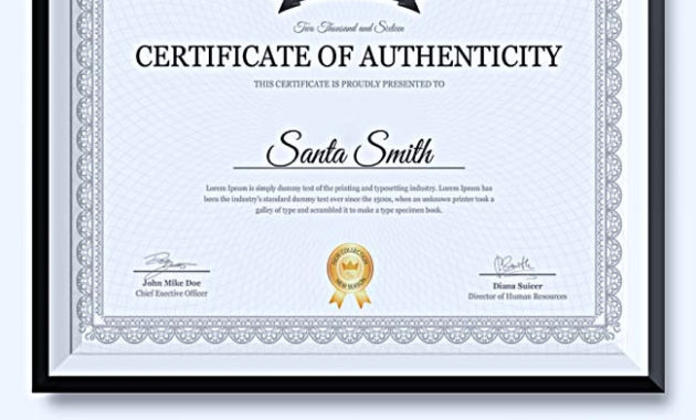 Certificate Of Authenticity Template What Information To Pertaining To Certificate Of Authenticity Free Template